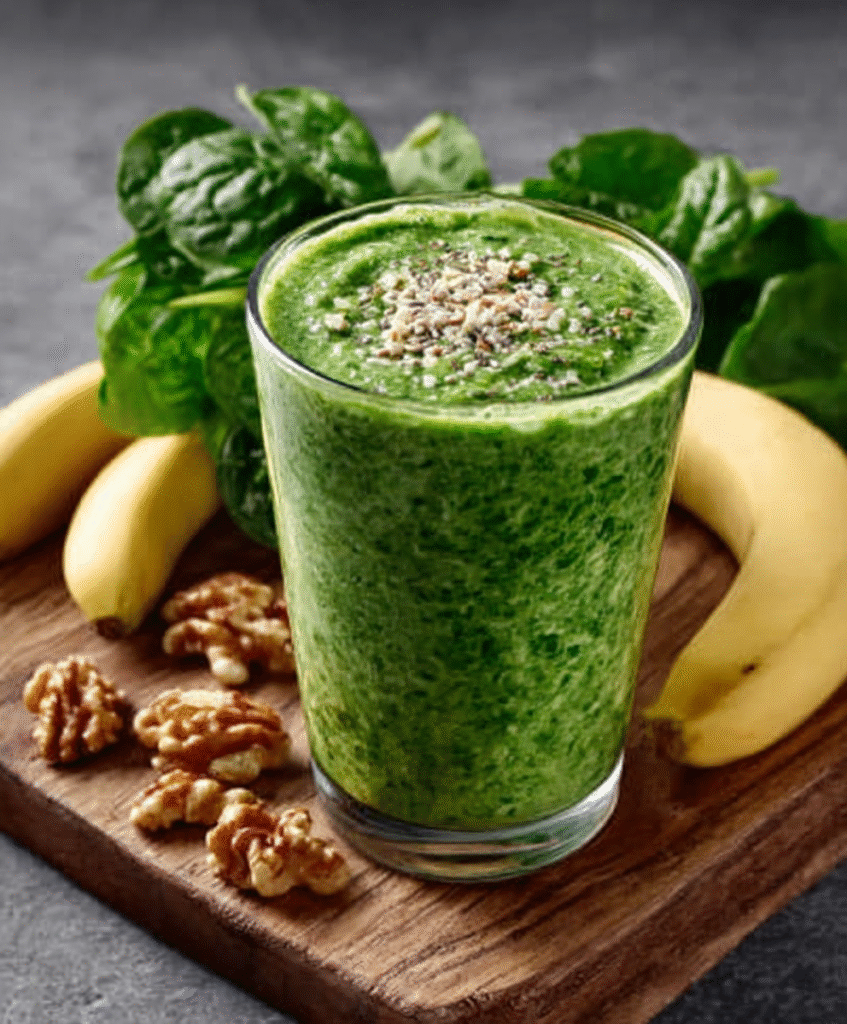Smoothie verde con espinacas y plátano para desayunos energéticos