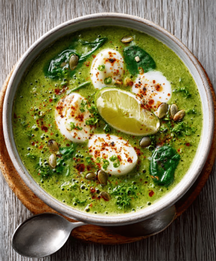 Sopa fría de aguacate y espinacas para recetas bajas en calorías