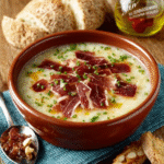 Sopa fría de melón y jamón ibérico para platos gourmet y ligeros