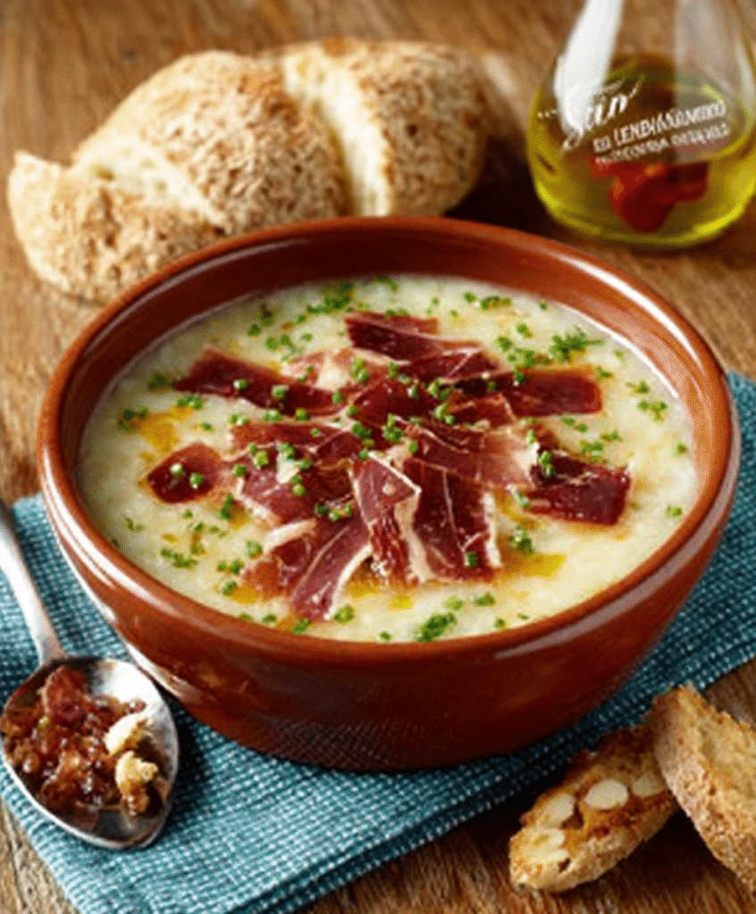 Sopa fría de melón y jamón ibérico para platos gourmet y ligeros