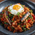 Spanish‑Style Kimchi Rice Salad with Boquerones