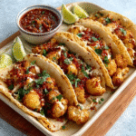 Tacos de coliflor crujiente con salsa chipotle de yogur
