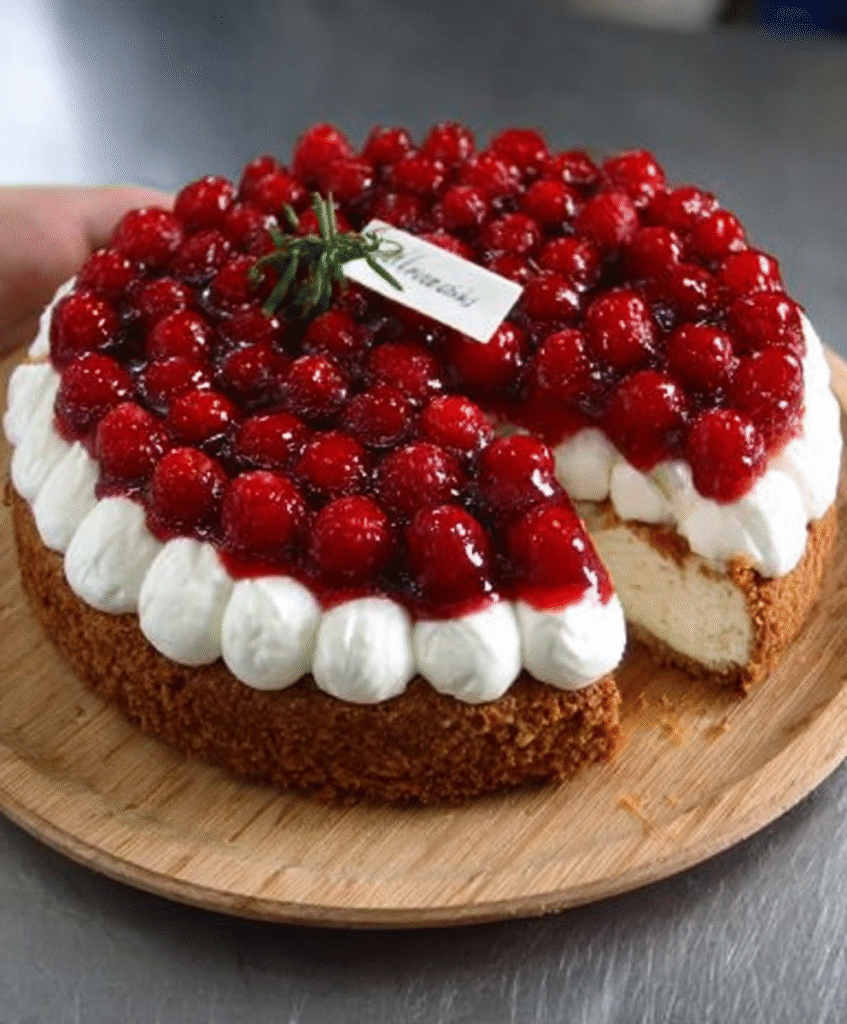 Tarta fría de frambuesas y mascarpone sin hornear para ocasiones especiales