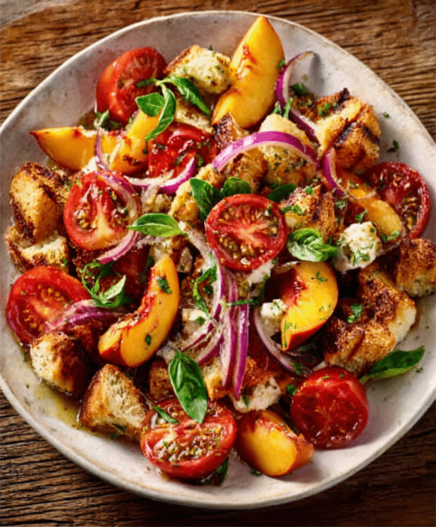 Tomato & Nectarine Panzanella, Anchovy Vinaigrette