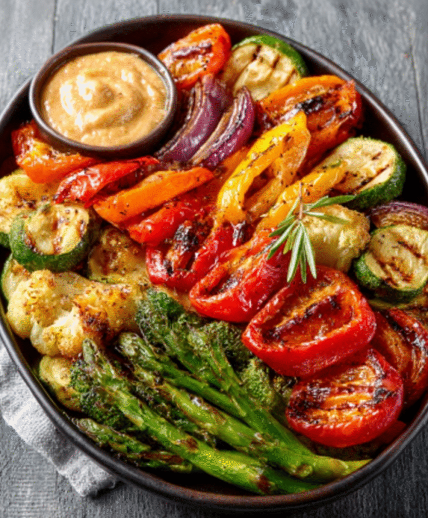 Verduras asadas con hierbas mediterráneas para acompañamientos perfectos