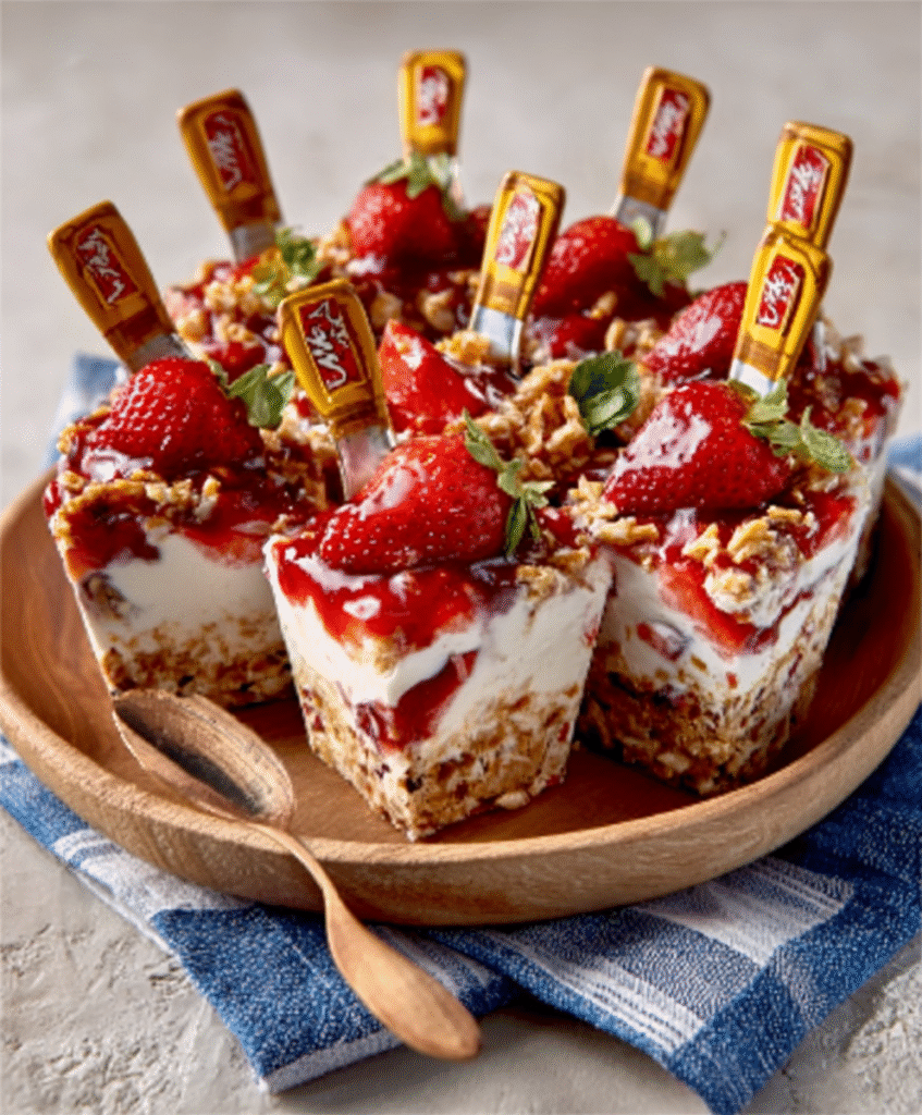 Walking Strawberry Pretzel Salad