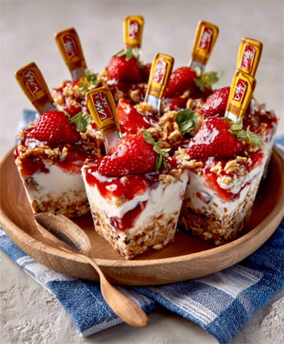 Walking Strawberry Pretzel Salad