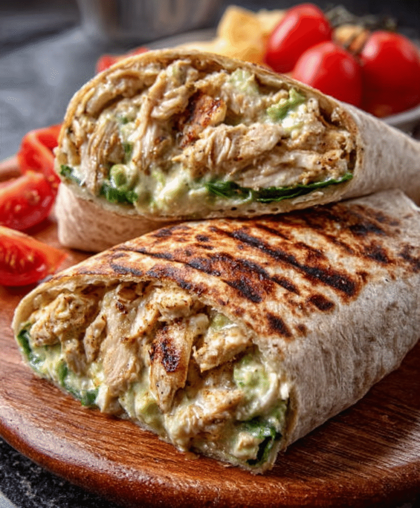 Wrap de pollo asado con aguacate para almuerzos exprés