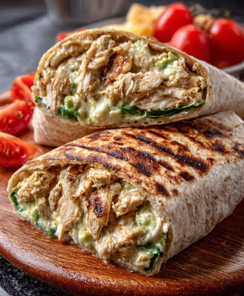 Wrap de pollo asado con aguacate para almuerzos exprés