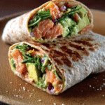 Wrap de salmón ahumado con aguacate para comidas ricas en omega-3