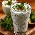 Ayran casero con yogur, agua, sal y menta