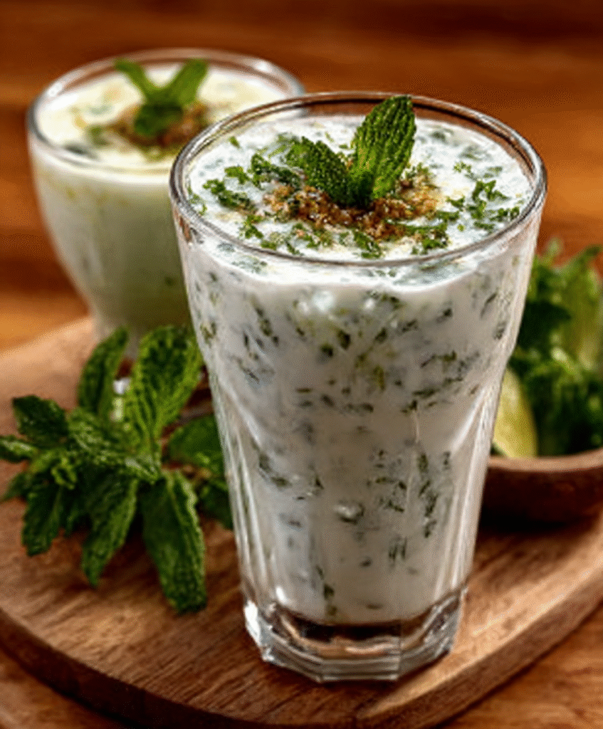 Ayran casero con yogur, agua, sal y menta