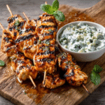 Brochetas de Pollo con Salsa de Yogur y Menta