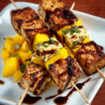 Brochetas de Tofu Glaseado con Mango