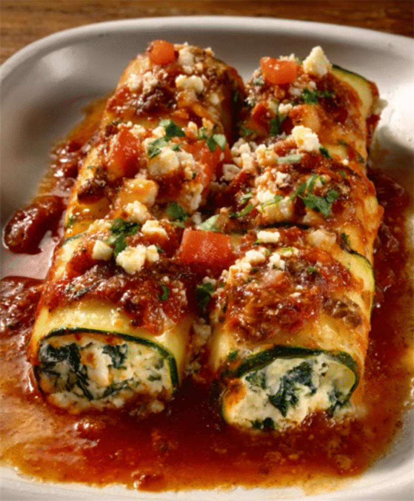 Canelones de Calabacín con Ricotta y Tomate Seco