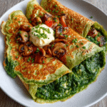 Crepes Integrales con Champiñones y Espinacas