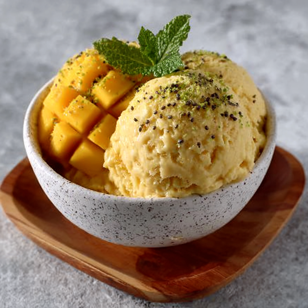 Helado sin heladera de mango y chía