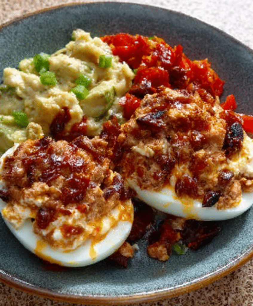 Huevos Rellenos de Atún y Pimiento Asado