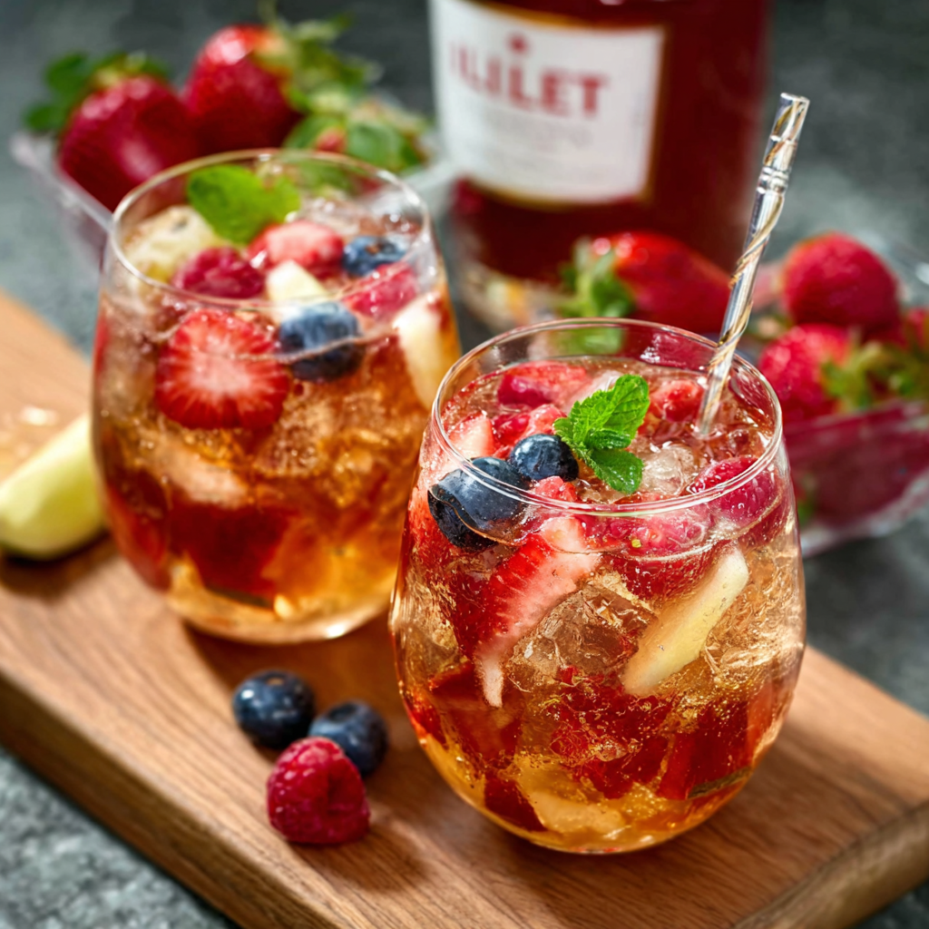 Lillet tónico con frutas de verano