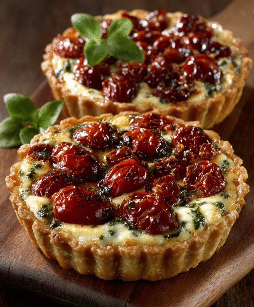 Mini Tartas de Tomate Cherry y Albahaca