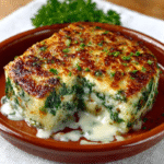 Pastel de Patata y Espinacas con Salsa Bechamel