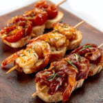 Pintxos de Panceta, Gambas y Tomate en Escabeche