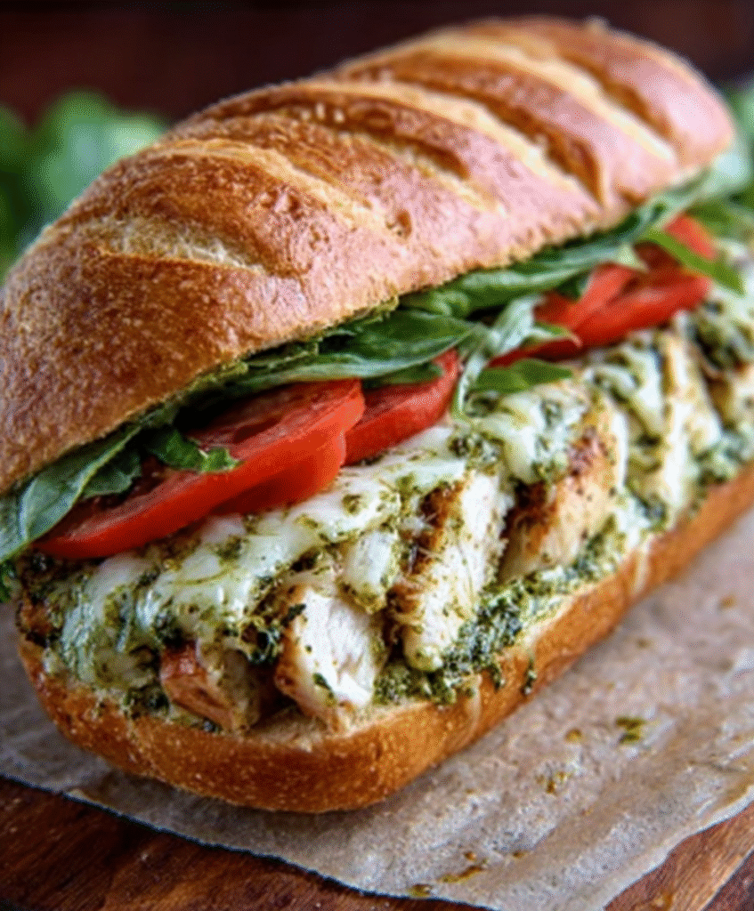 Sándwich de Pollo al Pesto y Mozzarella