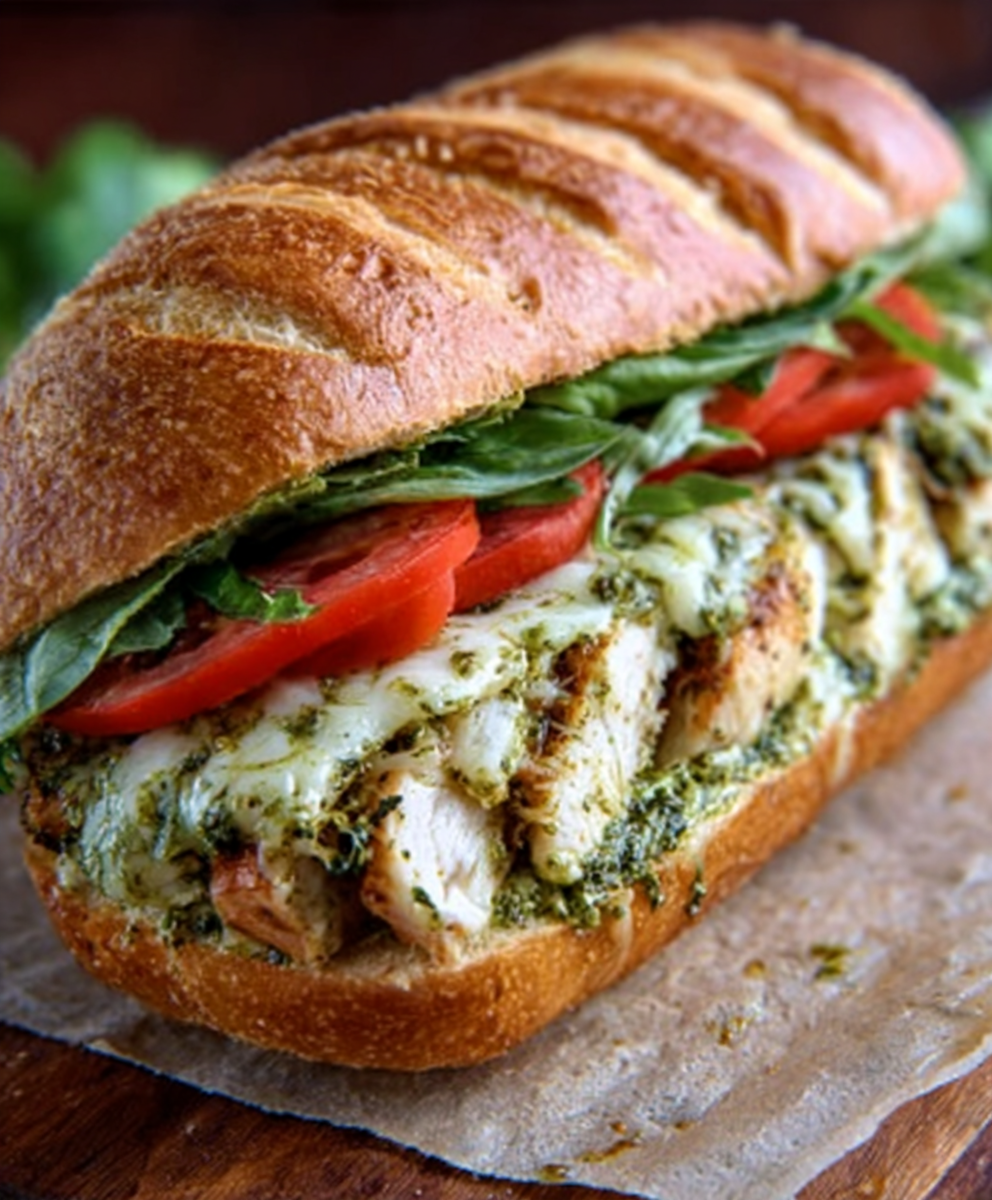 Sándwich de Pollo al Pesto y Mozzarella