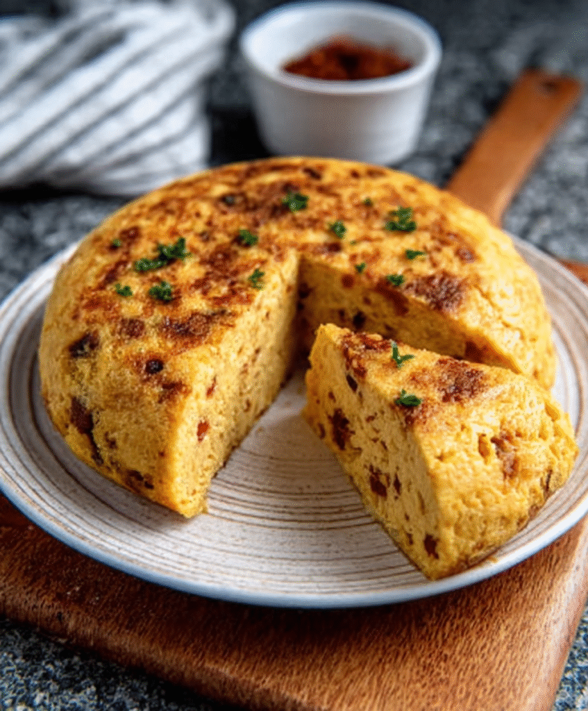 Tortilla de patatas vegana con tofu