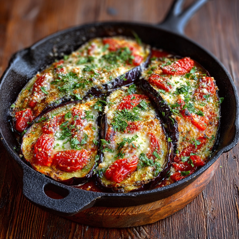 Berenjenas Asadas con Tomates y Queso