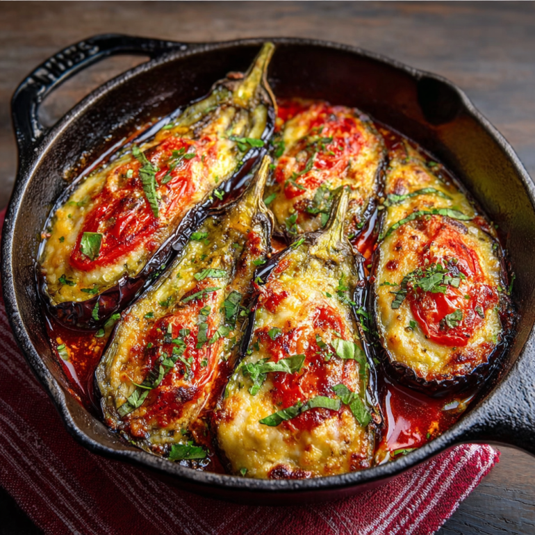 Berenjenas Asadas con Tomates y Queso