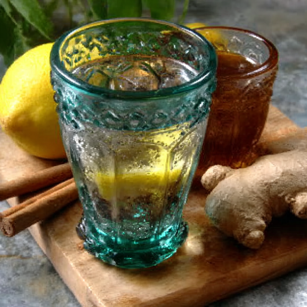 Agua con gas de durazno y jengibre