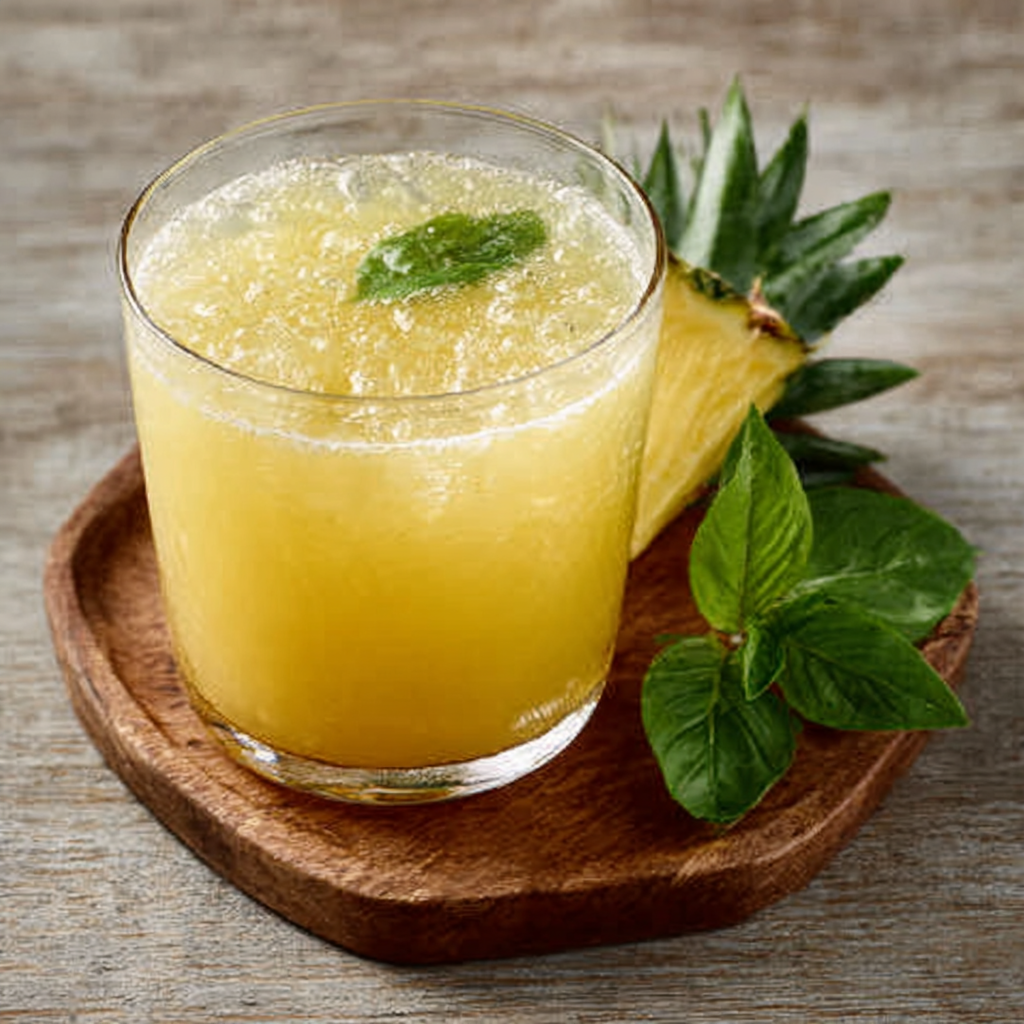 Agua fresca de piña y albahaca
