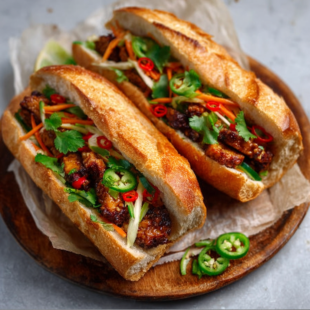 Banh Mi de Tempeh Crujiente con Verduras Encurtidas