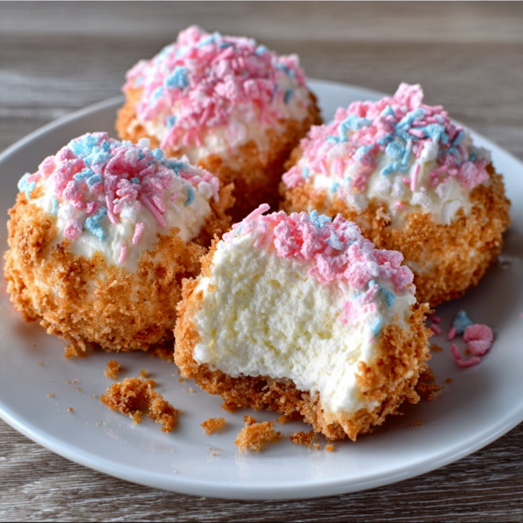 Bolas de Cheesecake de Algodón de Azúcar Crujientes