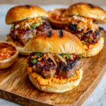 Deslizadores de panceta de cerdo a la barbacoa coreana con mayonesa de kimchi