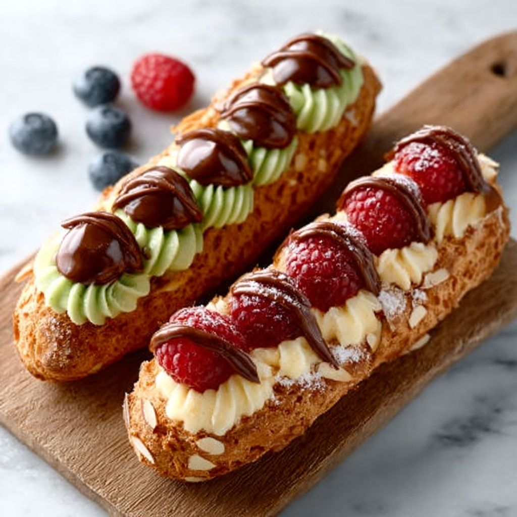Eclairs de frambuesa y almendra