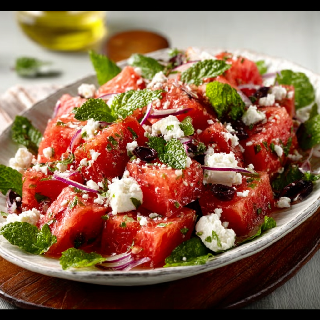 Ensalada Refrescante de Sandía y Feta Griega