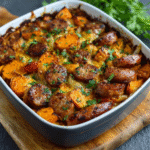 Gratin de Batata Dulce y Salchicha Picante