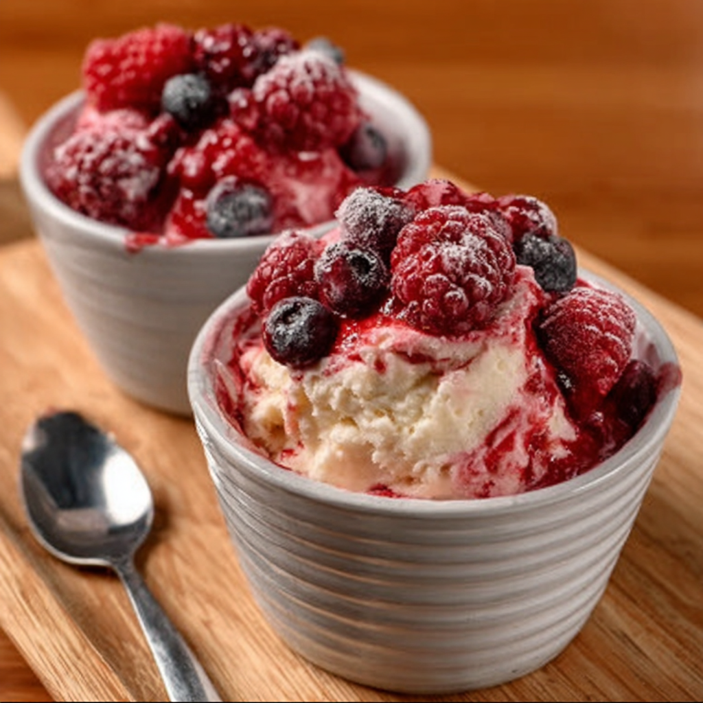 Helado Keto de Nata y Frutos Rojos