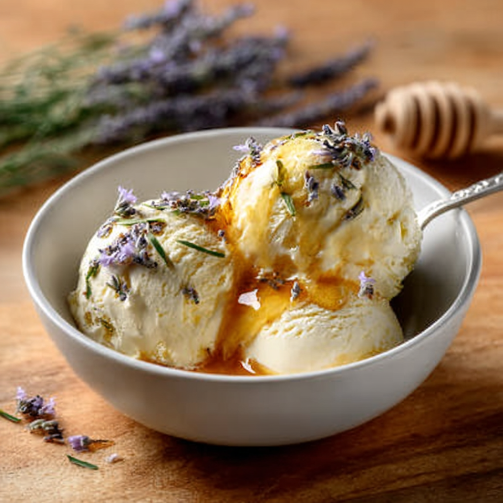 Helado de lavanda y miel
