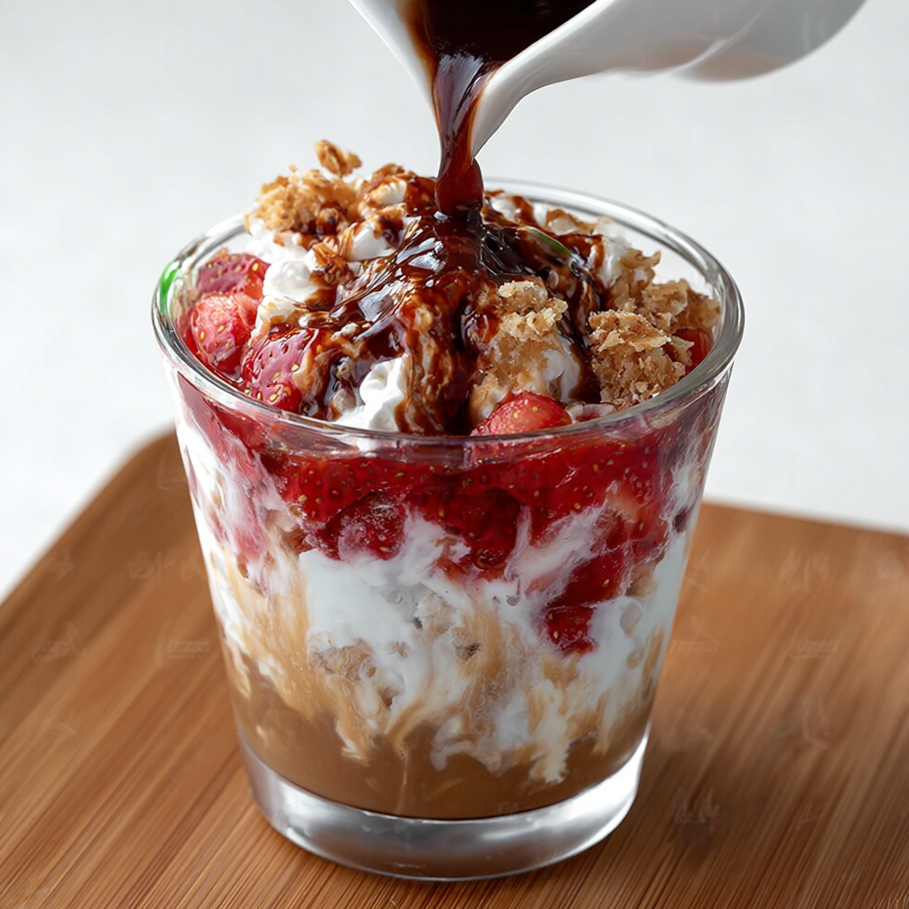 Latte helado de coco y fresa
