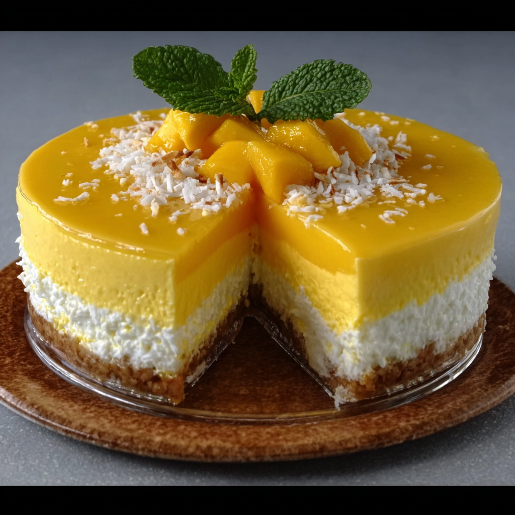 Mousse de coco y mango