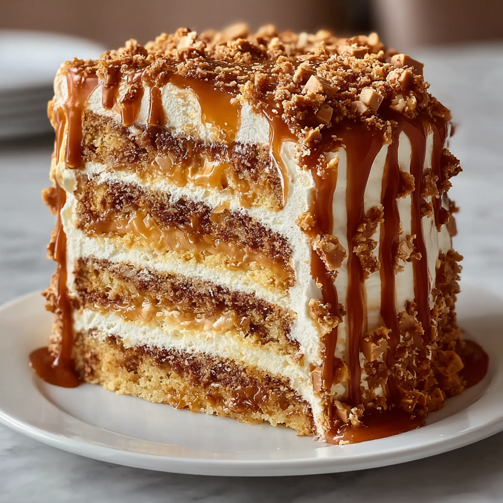 Pastel de Capas de Caramelo Crujiente