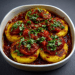 Pasteles de Polenta Crujientes con Relish de Tomate Asado
