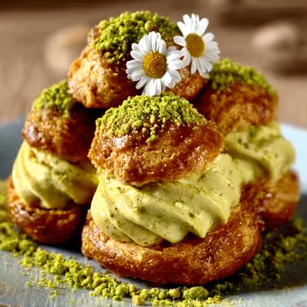 Profiteroles de pistacho