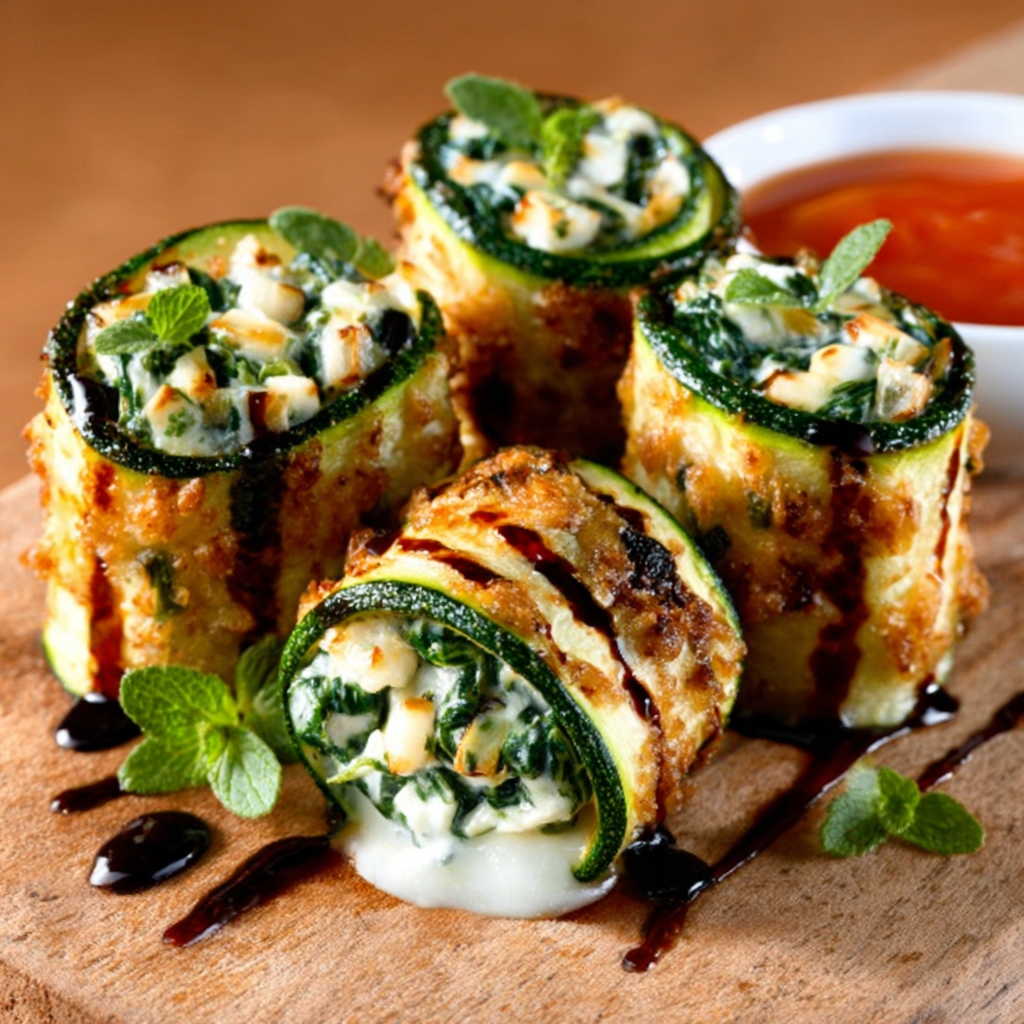 Rollitos de Calabacín Rellenos de Queso y Espinaca