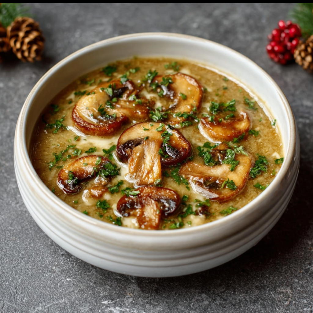 Sopa de Champiñones con Tomillo y Nata