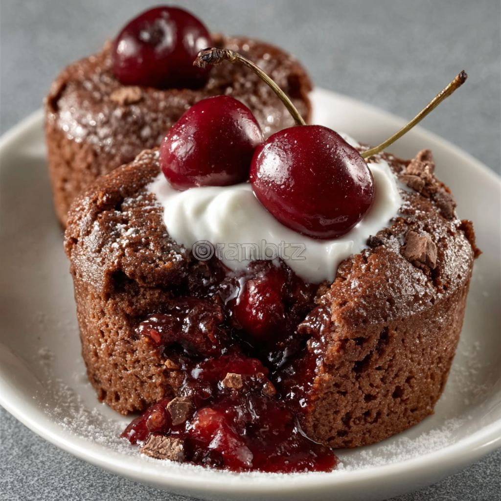 Soufflés de cereza y chocolate