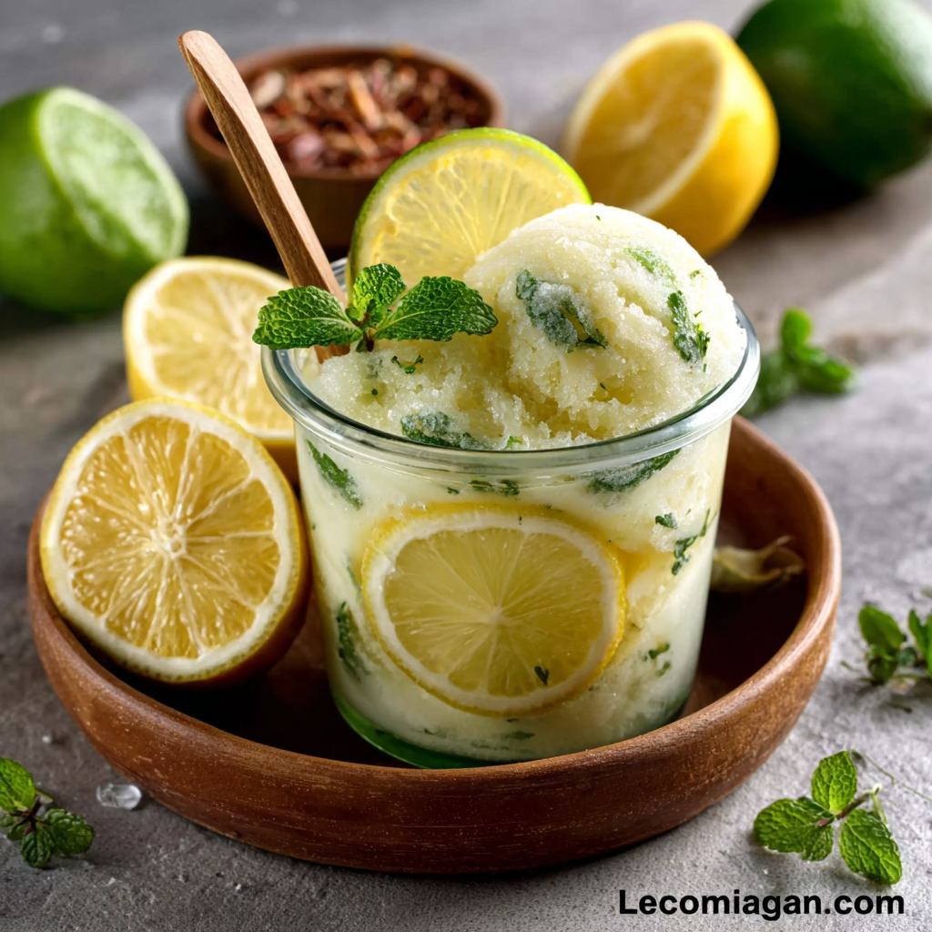Té verde helado con limón y tomillo